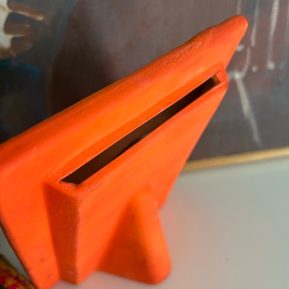 Vtg Mexican Folk Art Pottery Picture Frame Sun Moon Celestial Face Green Blue - Picture 10 of 16